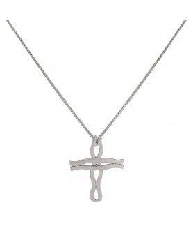 Λευκόχρυσος σταυρός με αλυσίδα. Κ16