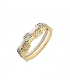 Δίχρωμο Λευκόχρυσο-Χρυσό Δαχτυλίδι Με Ζιργκόν 14κ. D143