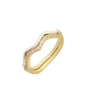 Δίχρωμο Λευκόχρυσο-Χρυσό Δαχτυλίδι Με Ζιργκόν 14κ. D144