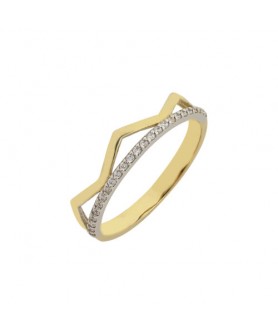 Δίχρωμο Λευκόχρυσο-Χρυσό Δαχτυλίδι Με Ζιργκόν 14κ. D146