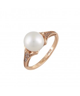 Ροζ χρυσό δαχτυλίδι μαργαριτάρι-ζιργκόν 14κ. D4